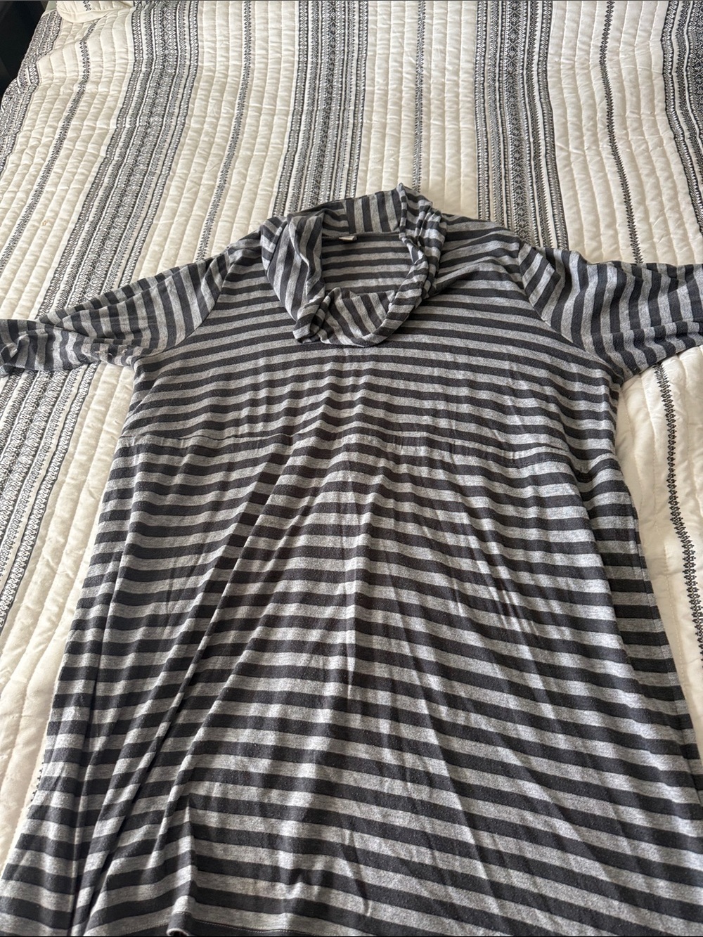 Old Navy Gray & Black Striped Cowl Neck Women’s Dress